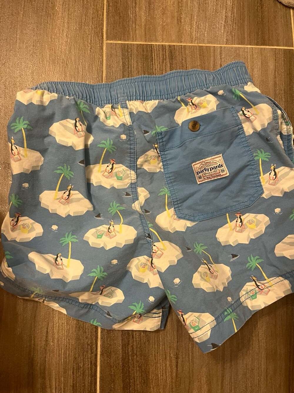 Party Pants Penguin Print Swim Trunks Size XS